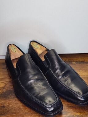 Boss Hugo Boss Black Leather Slip-On Loafers for Men Size 9